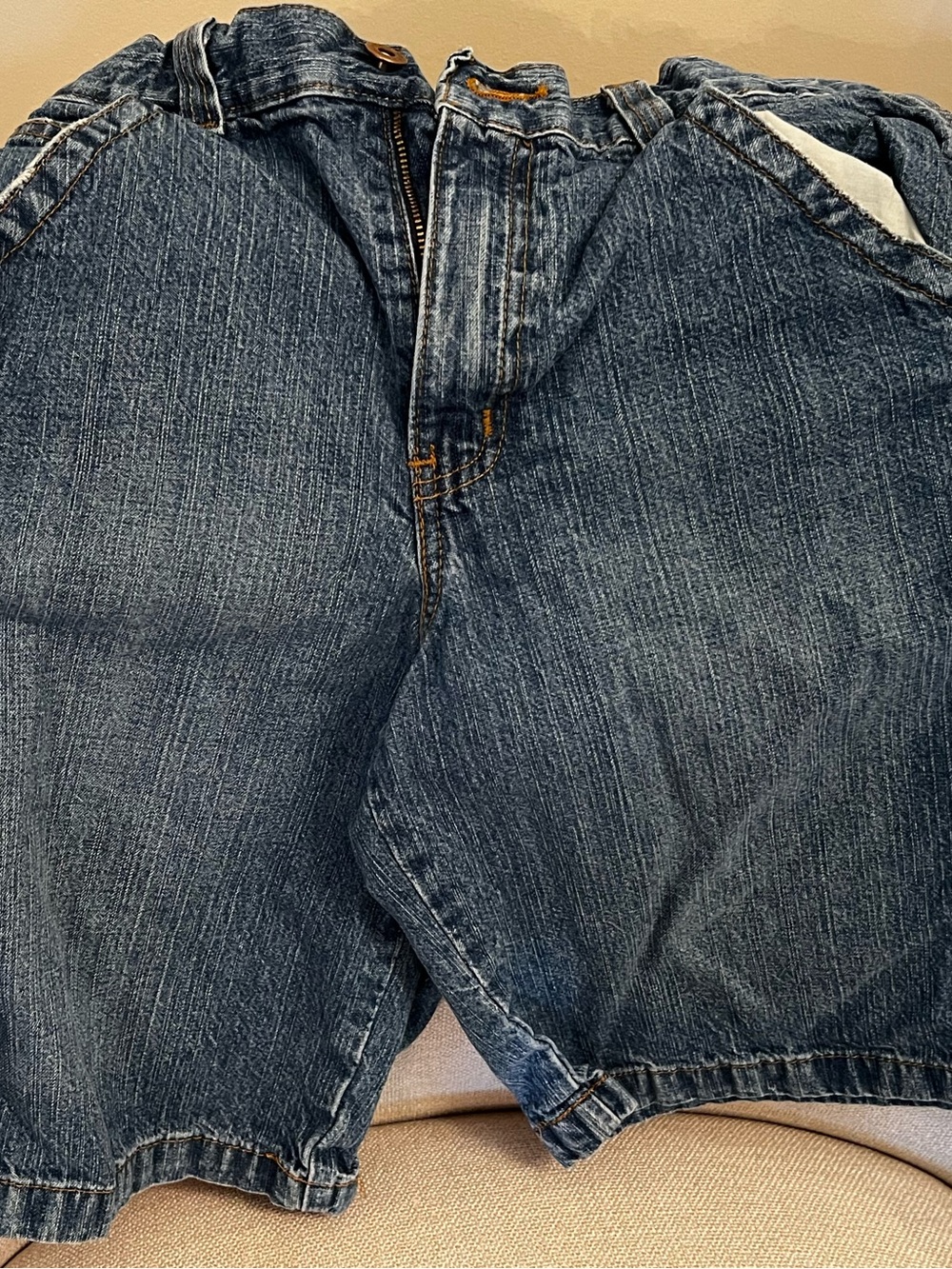 Faded Glory Boys Blue Medium Wash Denim Jeans Cargo Shorts Size 12 Regular